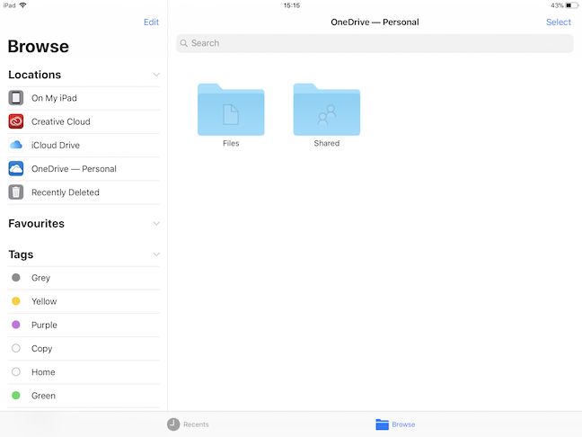 iOS iPad Files app