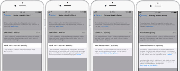 ios 11.3 battery health screens