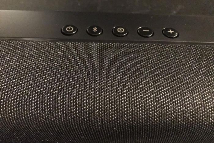 The top of the sound bar has buttons for all basic functions.