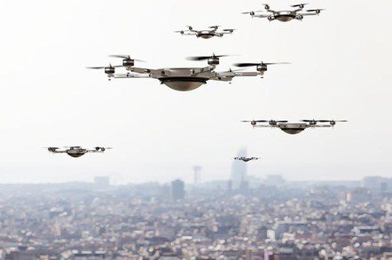 shutterstock drone city - On yer bike! Boffins teach AI drone to fly itself using cams on bicycles, self-driving car