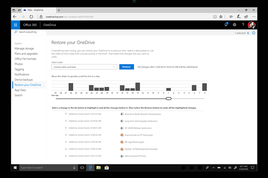 Microsoft Restore your OneDrive