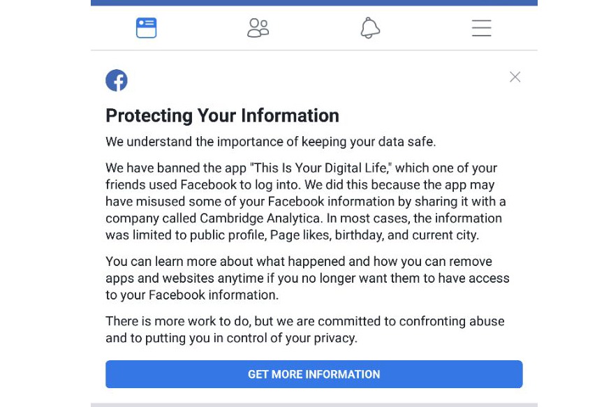 Facebook  privacy alerts received by users 