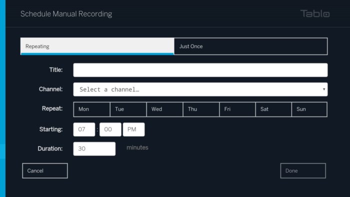 tablomanualrecording