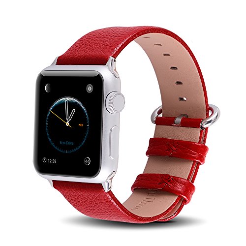 Apple Watch Bands 38mm, Fullmosa Yan Series Lichi Calf Leather Strap Replacement Band with Stain...