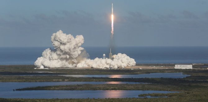 A SpaceXs Falcon Heavy rocket 1 670x330 - SpaceX Launches Twin NASA Probes to Track Earth’s Water