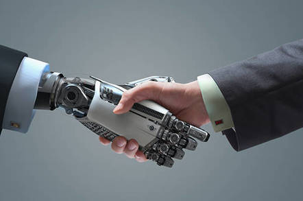 robot handshake shutterstock - Latest from the coming AI robot apocalypse: we’re going to be fine