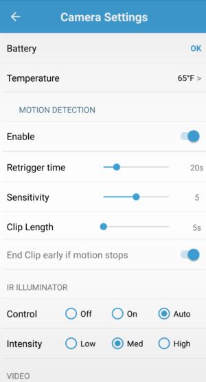 blink xt settings